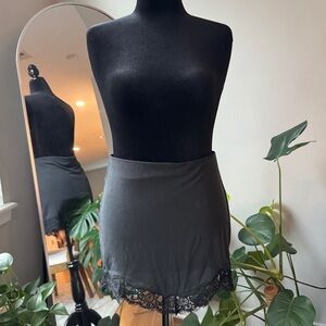 Express Black Mini Skirt with Lace Trim